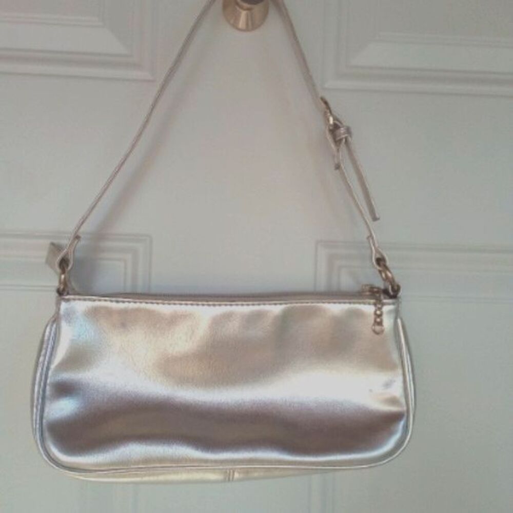 Y2k Victoria secret silver small shoulder bag purse adjustable strap